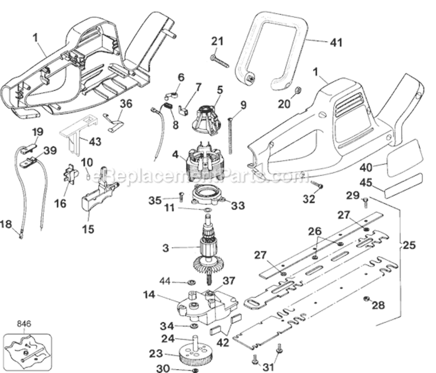 Page A Diagram and Parts List for TR195 Type 3 Black and Decker Hedge Trimmer